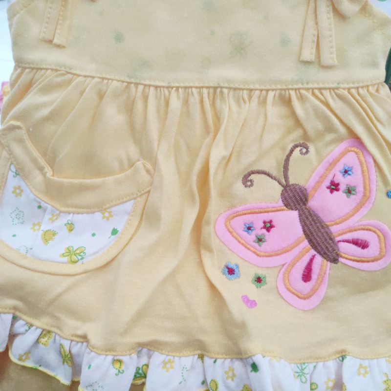 CANTIK Dress rok katun set + BANDO / TOPI baju anak bayi perempuan cewek