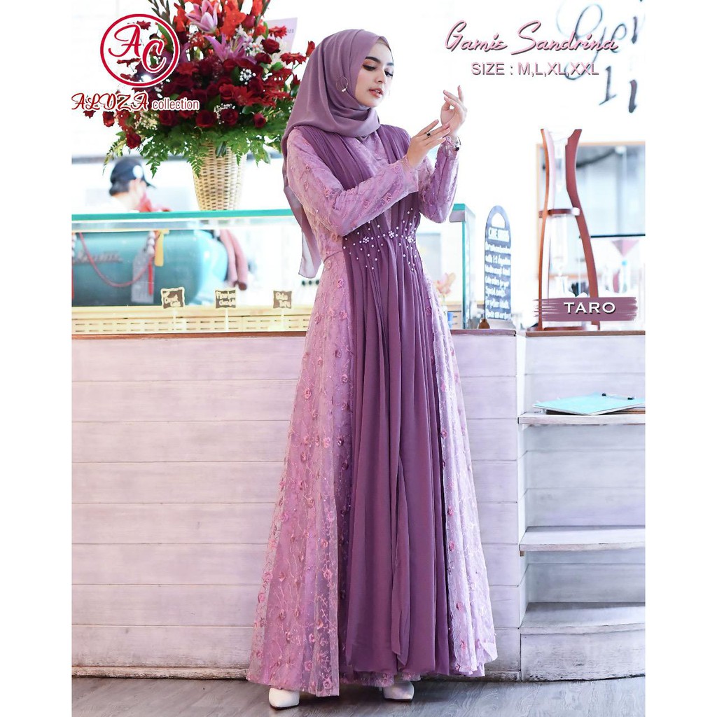 Gamis muslim mewah_Gamis lamaran_Gamiis kondangan kekinian_Gamis pesta mewah_Gamis sandriana