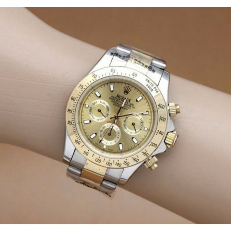 Jam Tangan Rolex Daytona Autometic Super Mewah - Rolex Autometic - Rolex Daytona Silver Kombi Gold