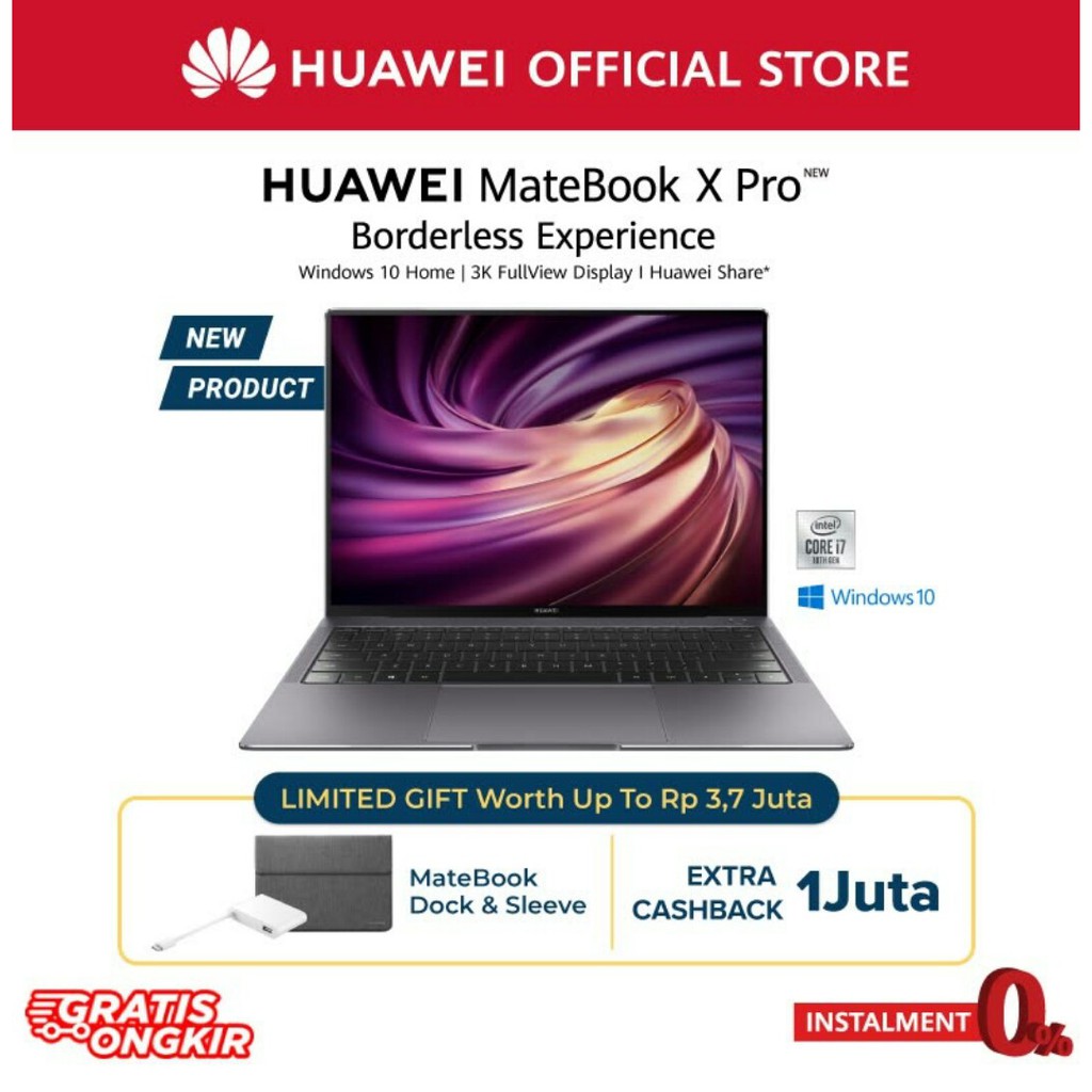 Huawei Motebook X Pro Space Grey (Free - Matebook Dock, Sleeve)