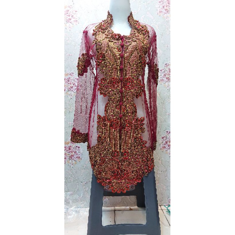 kebaya stelan bordir full fayet rok dan slayer