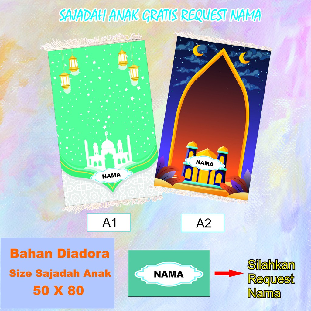 Sajadah Anak Custom Nama Karakter Sajadah Traveling Sajadah printing Sajadah Anak Pria Perempuan-2