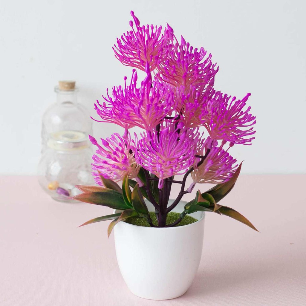 AM612 Bunga plastik / pajangan bunga Artificial / Vas Bulat-5