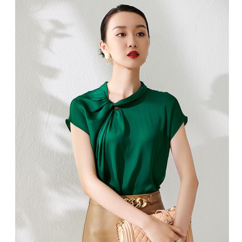 MDLV ~ 0271# Chrysalis Twist Neck Top Import Top Satin Atasan Satin Blouse Satin Blouse Premium Blouse Import Blouse Korea Fashion Import