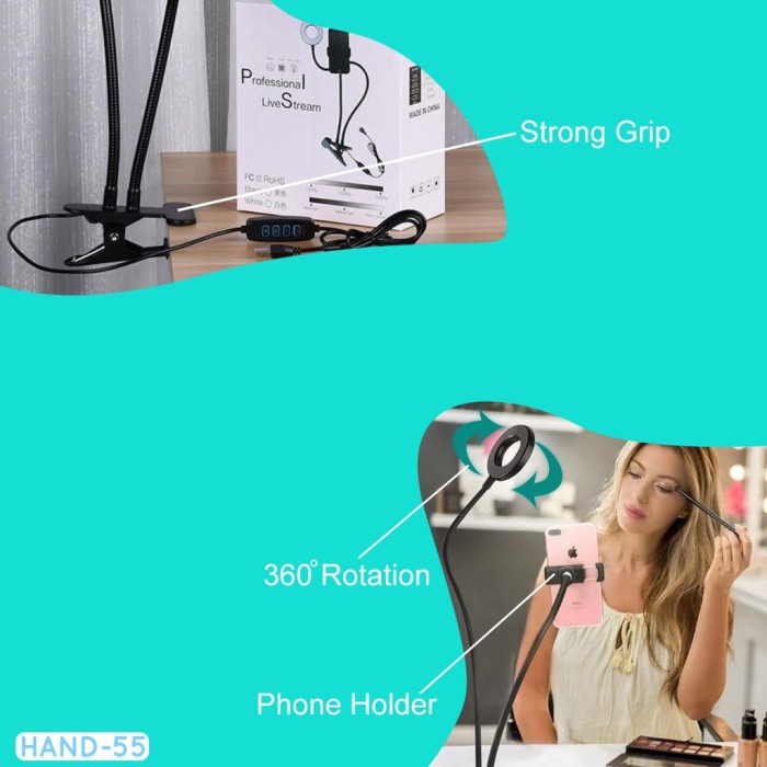 LAZYPOD RING LIGHT . Lazy Pod 2 Clips Jepitan Besi Narsis for Smartphone Besi Lentur Holder Hp