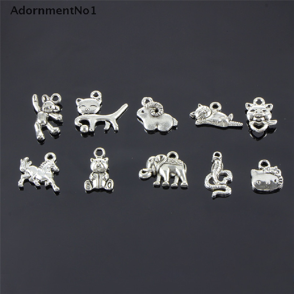 (AdornmentNo1) 100pcs / Lot Liontin Retro Bentuk Hewan Campur Warna Silver Untuk Perhiasan DIY