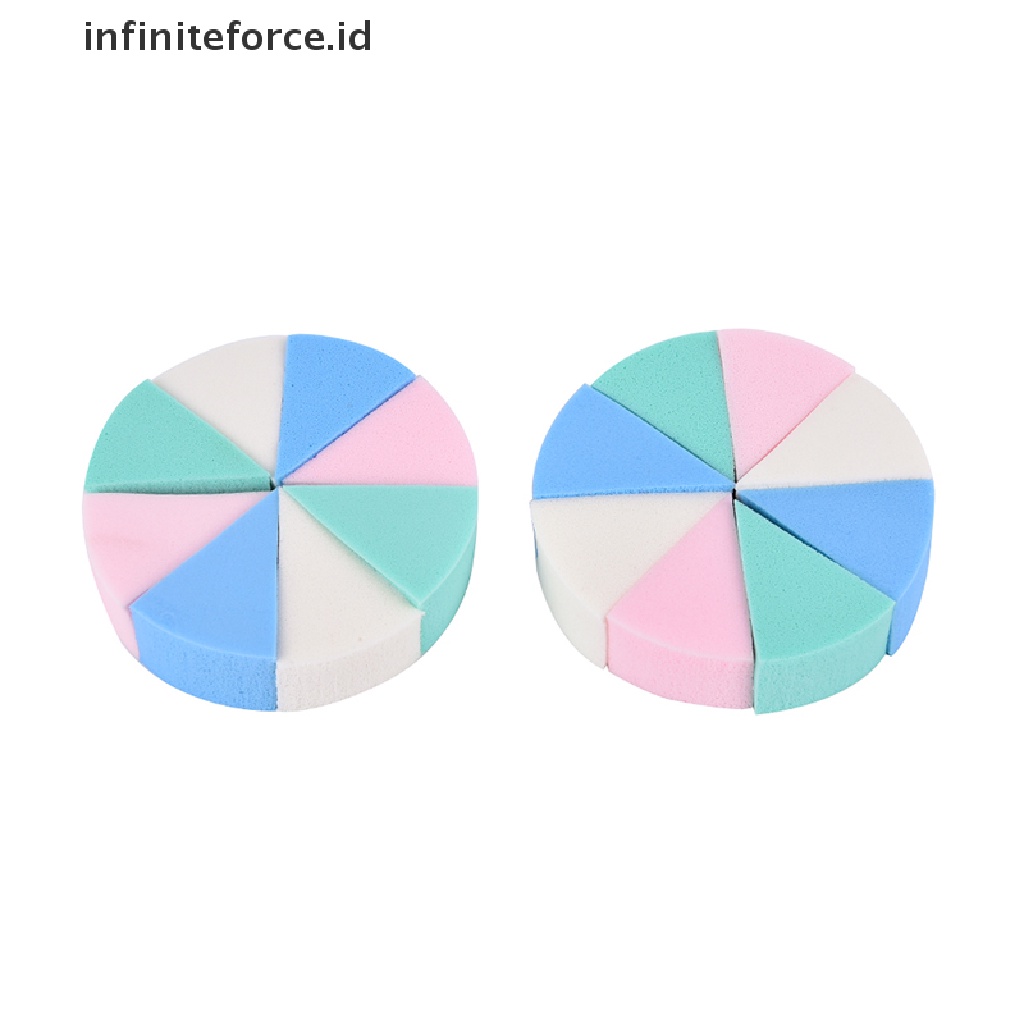 Infiniteforce.id 8pcs / Set Spons Puff Segitiga Pembersih Makeup / Kosmetik Wanita