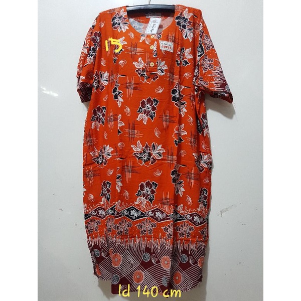 YULI - Daster kencana ungu  L5 JUMBO LD 135-150 CM PB 107 CM BATIK KU LEBEL PUTIH(KUP)-no 15