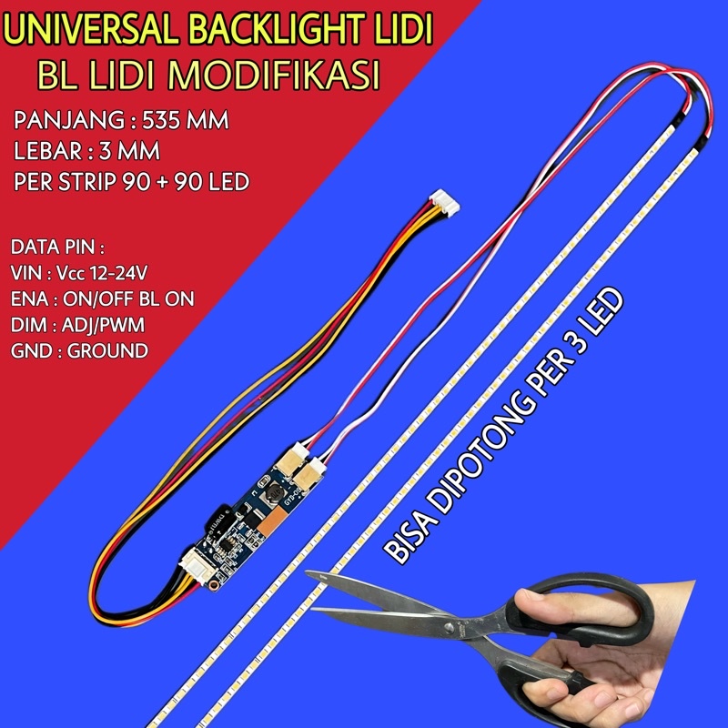 Backlight universal strip lidi 533cm 90led/strip include modul inverter Lampu led backlight multi fungsi 533 cm 90 lampu per strip