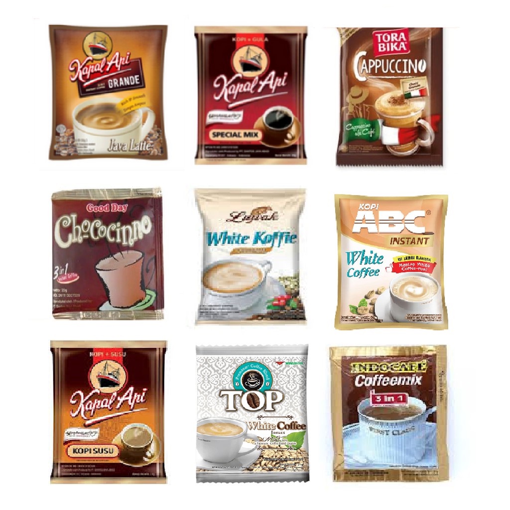 KOPI (Kapal Api, Tubruk Gajah, Top Coffe, Nescafe) Sachet dan Renceng KOPI