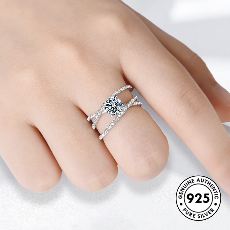 Cincin Berlian Bahan 925 Sterling Silver Untuk Wanita