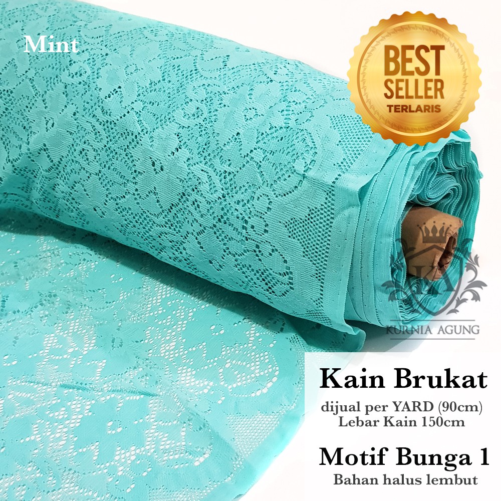 Kain Brukat Motif Bunga Meteran Bahan Brokat Adem Warna Putih Tebal Premium Bahan Gaun Anak Kebaya Lebar 150cm