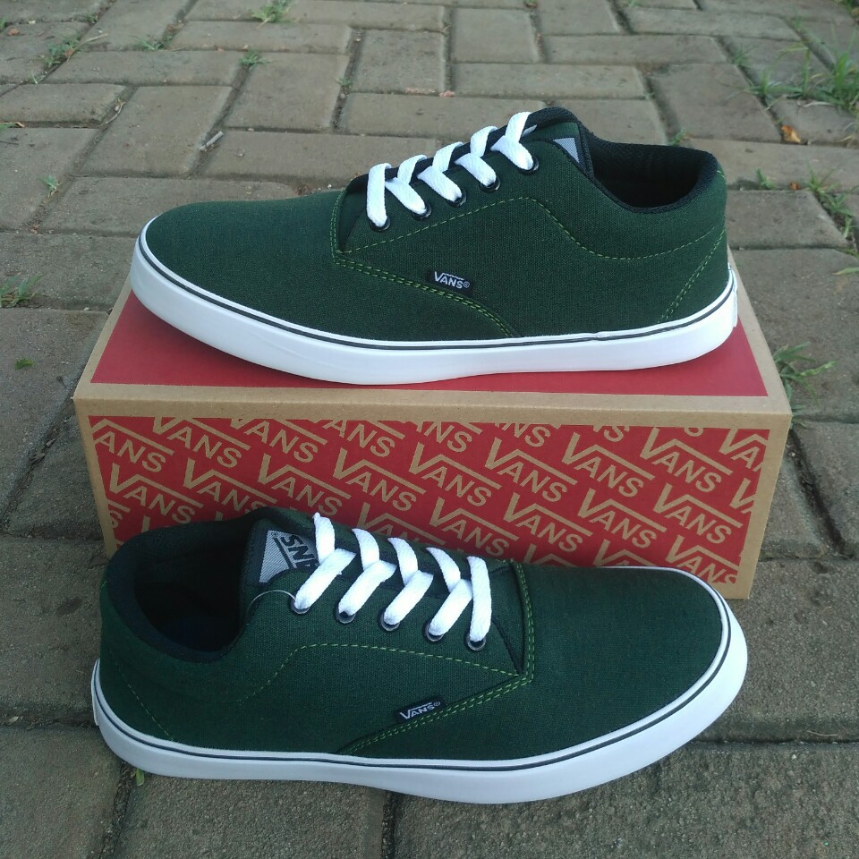 SEPATU PRIA VANS ERA AUTHENTIC HIJAU ARMY KASUAL SNEAKERS