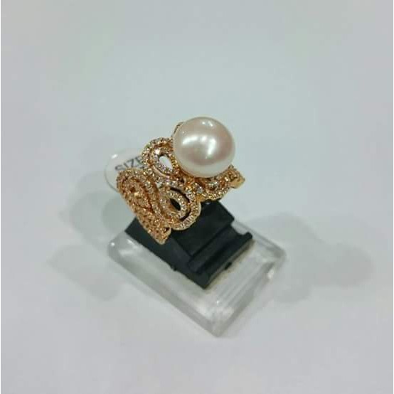 CINCIN RHODIUM MUTIARA AIR TAWAR PUTIH