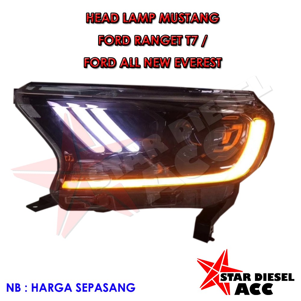 Jual LAMPU DEPAN RANGER T7 MUSTANG HEAD LAMP FORD RANGER Indonesia Shopee Indonesia