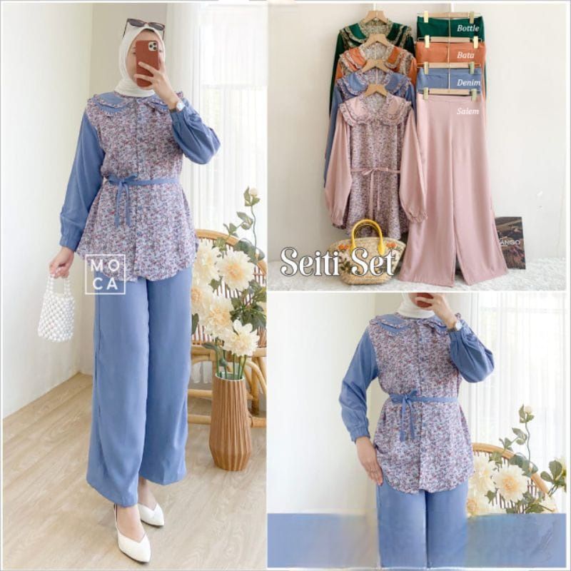 [COD] setcel cringkle airflow bunga  BEST SELLER | setcel wanita | oneset wanita