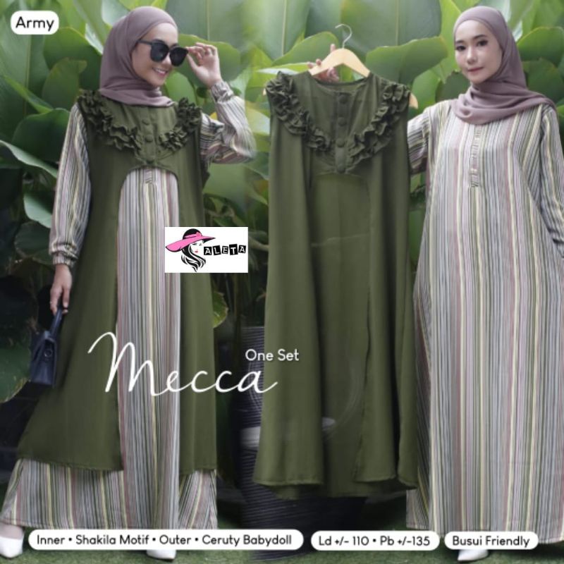ONE SET DRESS 2in1 MECCA SHAKILA MOTIF BUSUI ALLSIZE FIT TO XXL