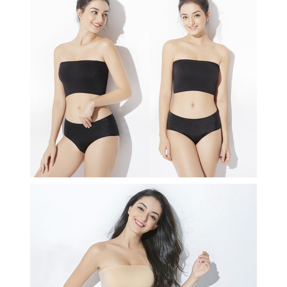 Bandeau Bra Kemben Bra Tanpa Kawat Polos Strapless Fashion Wanita Polos S1156