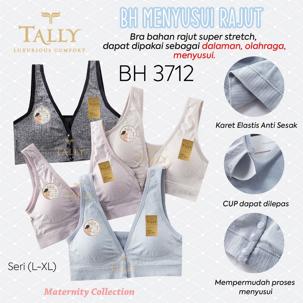 Bra BH Menyusui Rajut Super Stretch Kancing Depan Tally 3712 Sport Maternity Nursing Bra