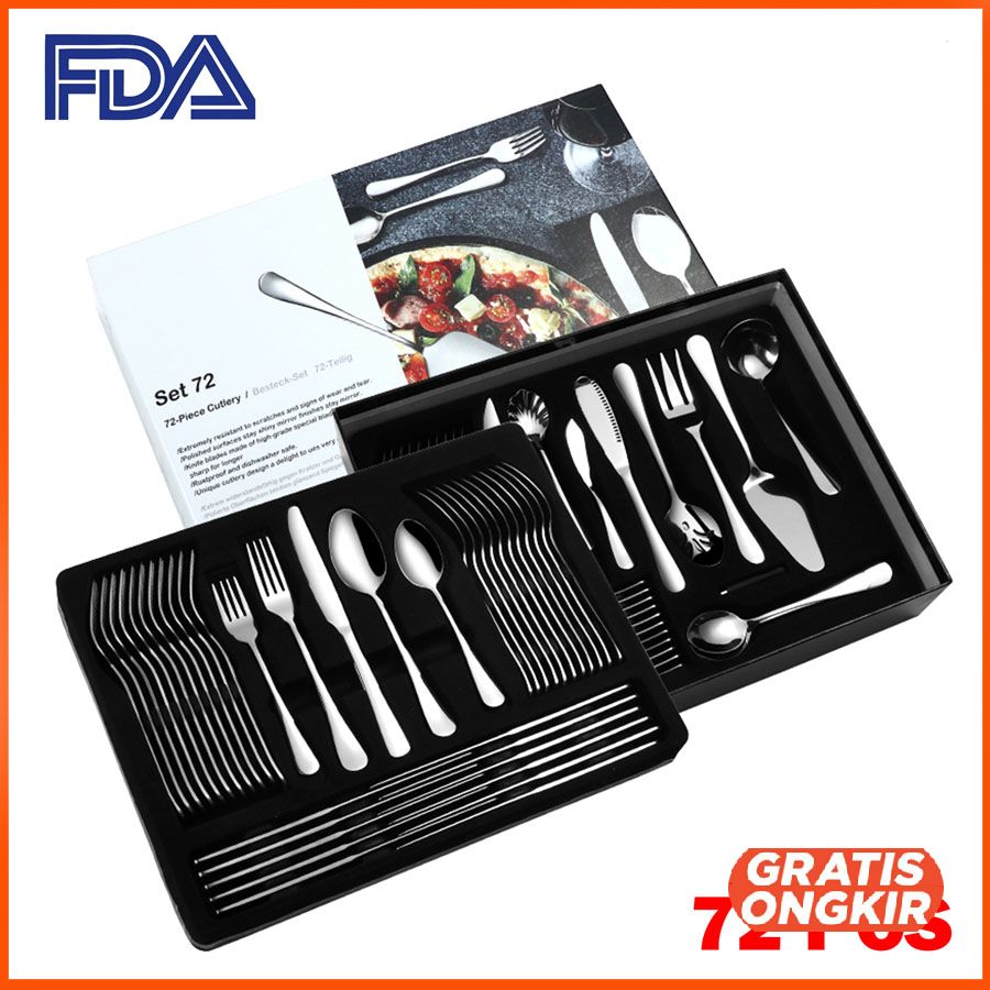 Cutlery Set Perlengkapan Makan Sendok Garpu Pisau 72 PCS TW872