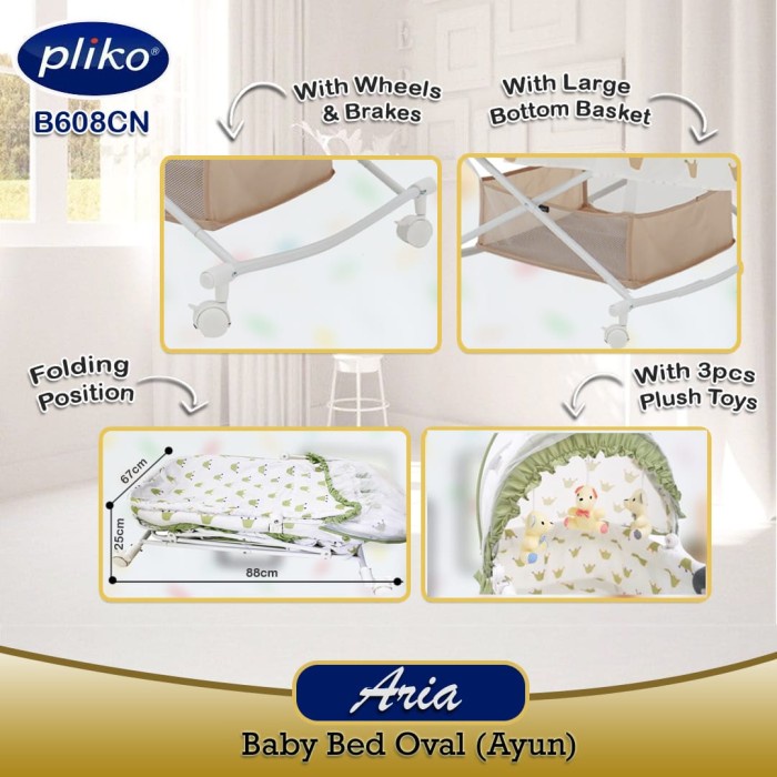 bayi-tidur-box- box baby oval pliko aria b608cn dilipat dan ayun - cokelat -box-tidur-bayi.