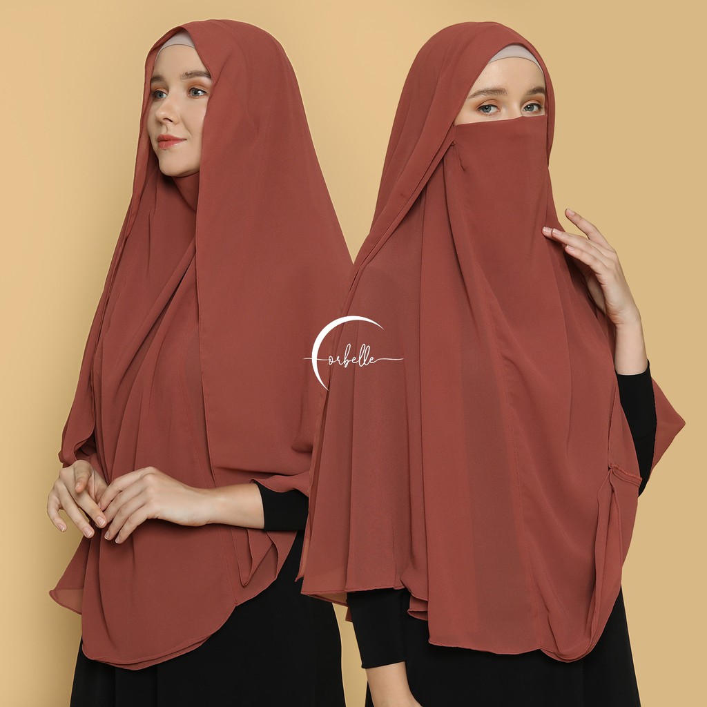 KHIMAR HIJAB NIQAB SITI AISYAH • CADAR • BERGO SYAR'I JUMBO 2 LAYER