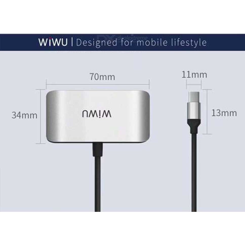 AKN88 - WIWU ALPHA C2H - 3 in 1 Hub USB-C to HDMI-USB3.0-USB-C Connector Cable