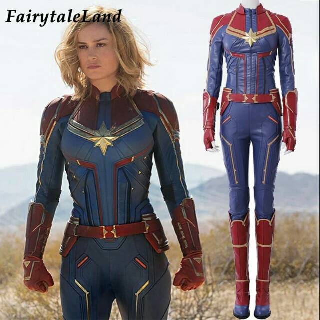 Jual Captain Marvel Cosplay Costume Carol Danvers 2019 Superhero Halloween  Indonesia|Shopee Indonesia