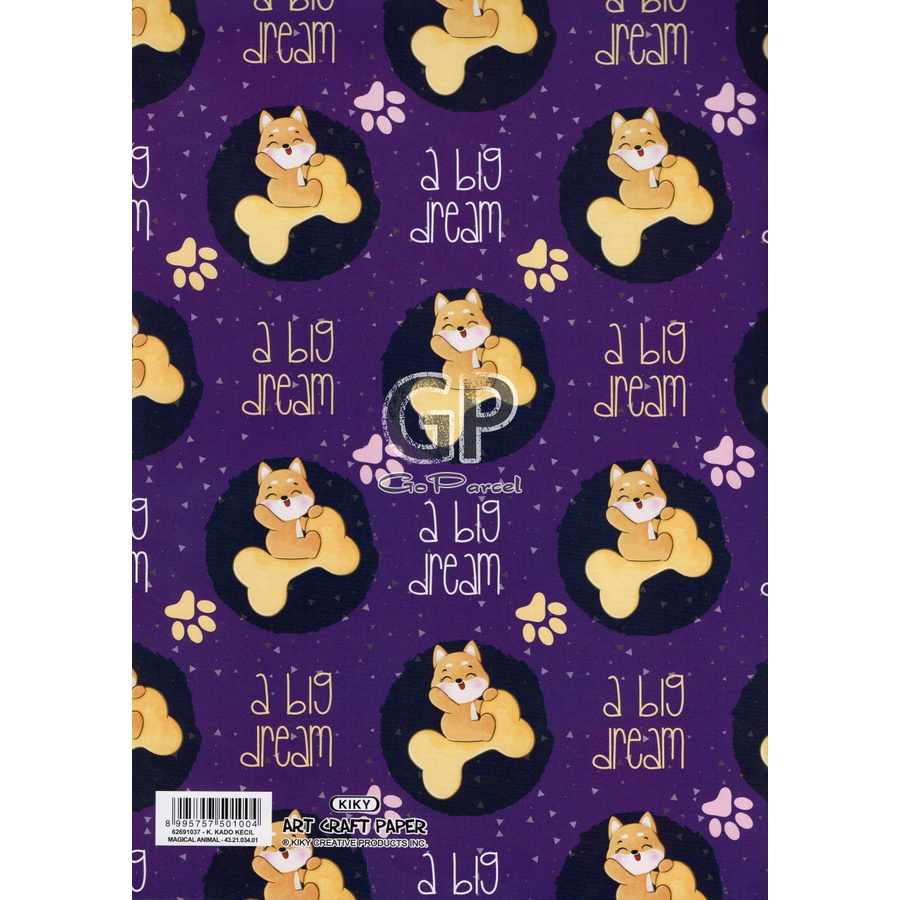 ( 5 Lembar ) KERTAS KADO KIKY - CAT CUTE ANIMAL SAFARI ANAK ANAK KIKY - GIFT WRAP PAPER SHINY GLOSSY MENGKILAP MAGICAL ANIMAL