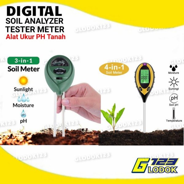 Alat Ukur Meter Tester Tanah Digital Soil Analyzer Moisture PH Light