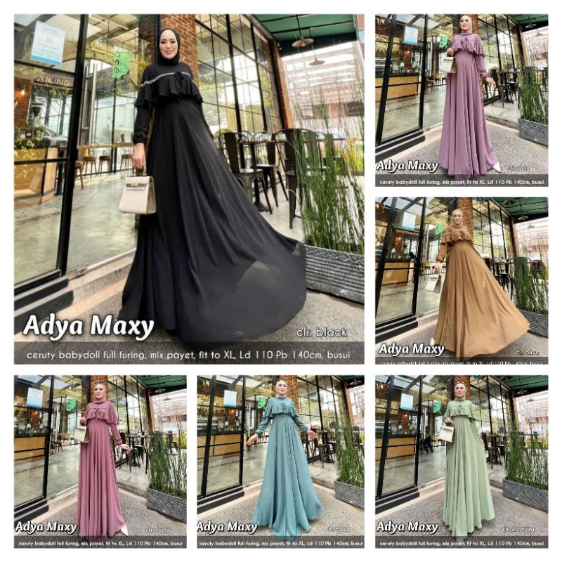 ADYA MAXY DRESS WANITA REMAJA DEWASA PAYET MUTIARA CERUTY