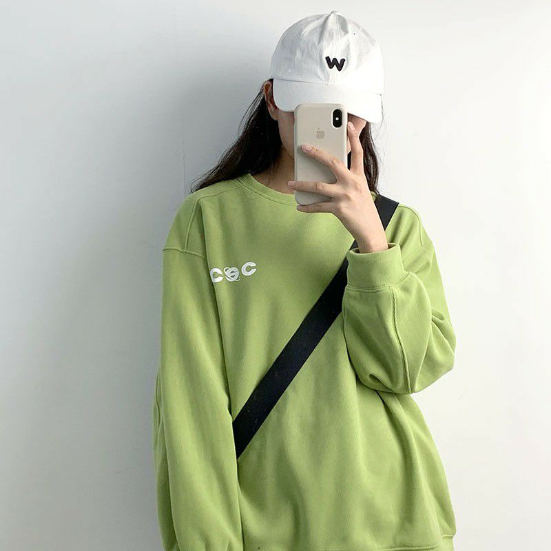 Sweater OVERSIZE CEC (S - 6XL XXXXL) Crewneck Korean Style Jumbo Bigsize Boy Girl Unisex Jaket Sweatshirts Fleece Harajuku S M L XL 2XL 3XL 4XL 5XL 6XL Grey Abu Muda Orange Hitam Mint Matcha