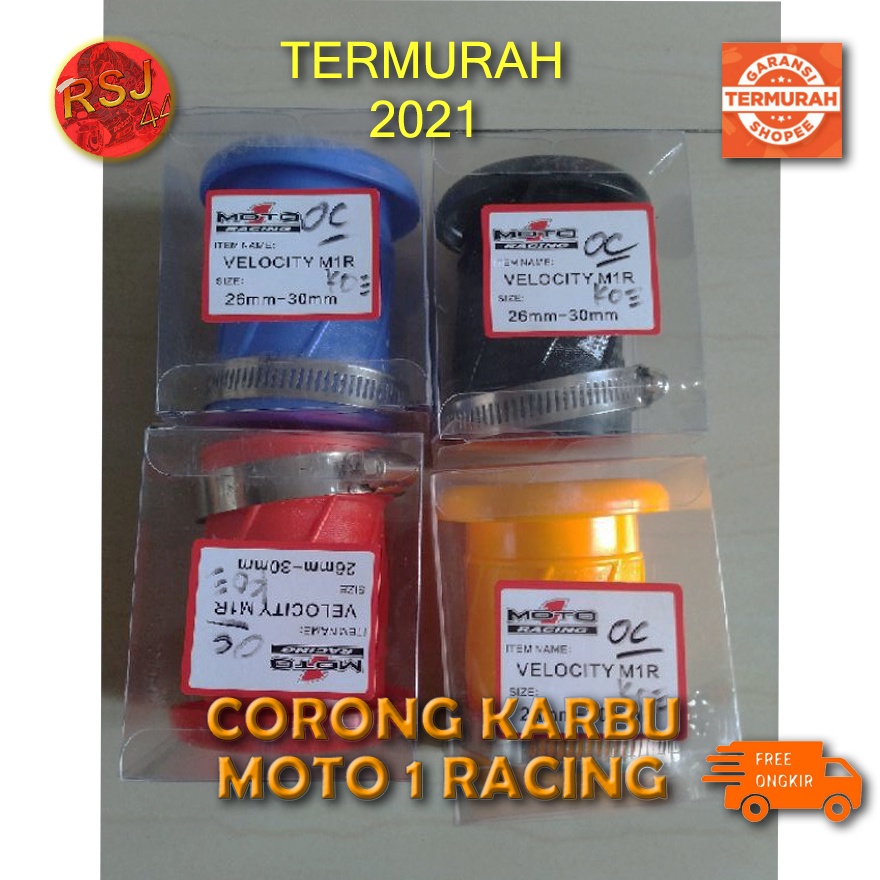 CORONG KARBU MOTO1 VELOCITY VELOSITI M1R MOTO 1 RACING PE PWK PWL 26 28 30 MM TERBARU TERMURAH TERLA