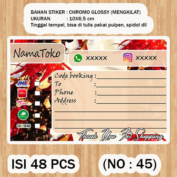 

( STIKER PENGIRIMAN ) Shipping label ( /pack isi 48pcs no.45 )