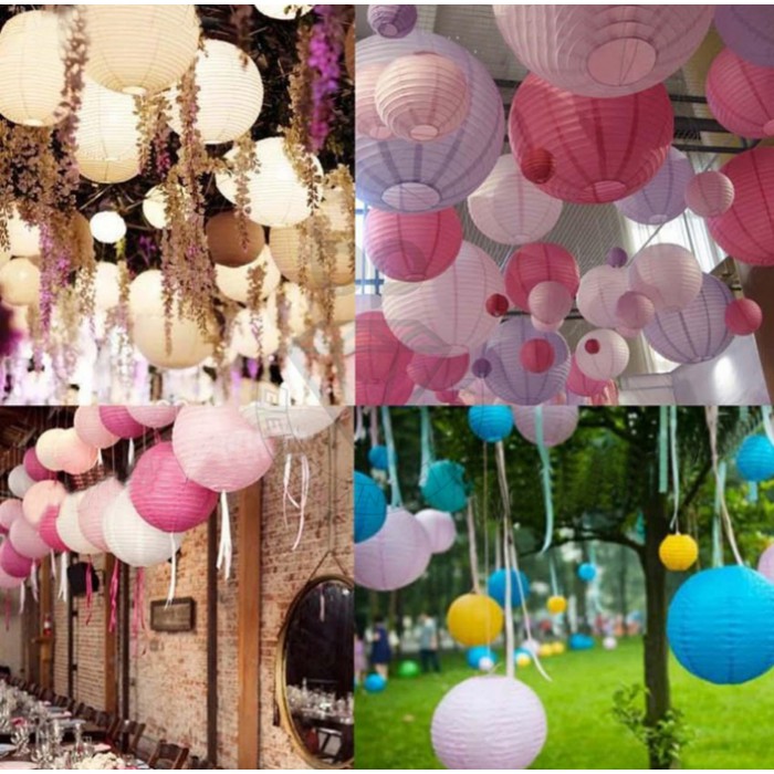 lampion kain polos warna warni 40cm 16inch