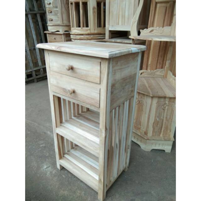 Meja Nakas MENTAH Kayu Jati Serbaguna Mebel Jepara