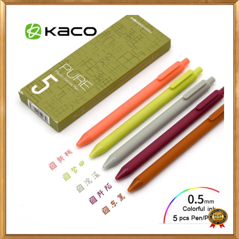 GS8 Pen Pena Pulpen Bolpoin 0.5mm 5 PCS KACO PURE Classic II Gel Colorful Ink Mix Color Diskon