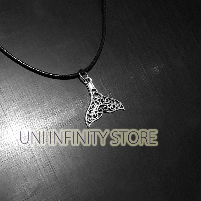 JWNE0452 Kalung Ekor Ikan Paus Perak Simple Pria Wanita Silver Simple Tribal Curve Love Silver Whale