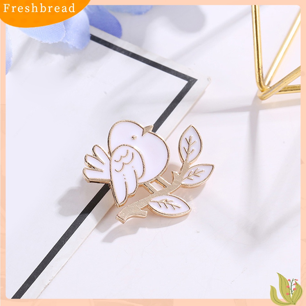 [Fresh] Bros Pin Kerah Motif Burung / Daun Enamel untuk Wanita