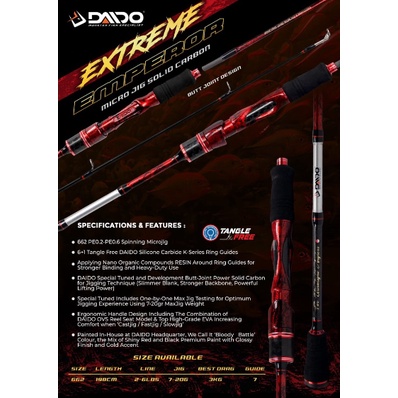 JORAN DAIDO EXTREME EMPEROR EXTREME MICRO JIG PANJANG 662 198 cm PE 0.2 - 0.6 2-6 lb pipa