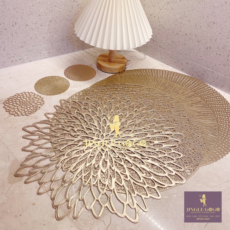 Jual Tatakan Piring Gelas Placemat Gold Homedecor Emas Taplak Meja