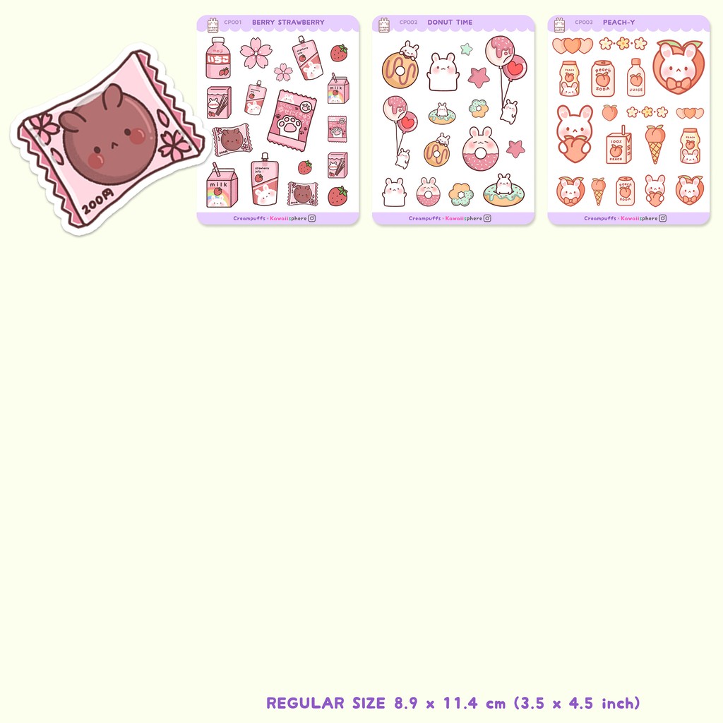 

Kawaii Sticker Collections by Creampuffs x Kawaiisphere | Writable Planner Stiker