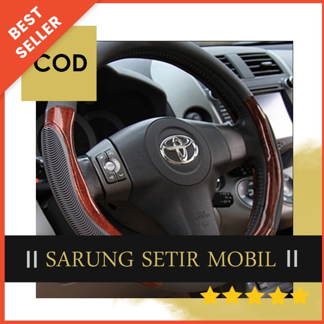 Sarung Stir Mobil Motif kayu Premium Sarung Kulit Setir Mobil Cover Stir Anti Slip (design gambar)