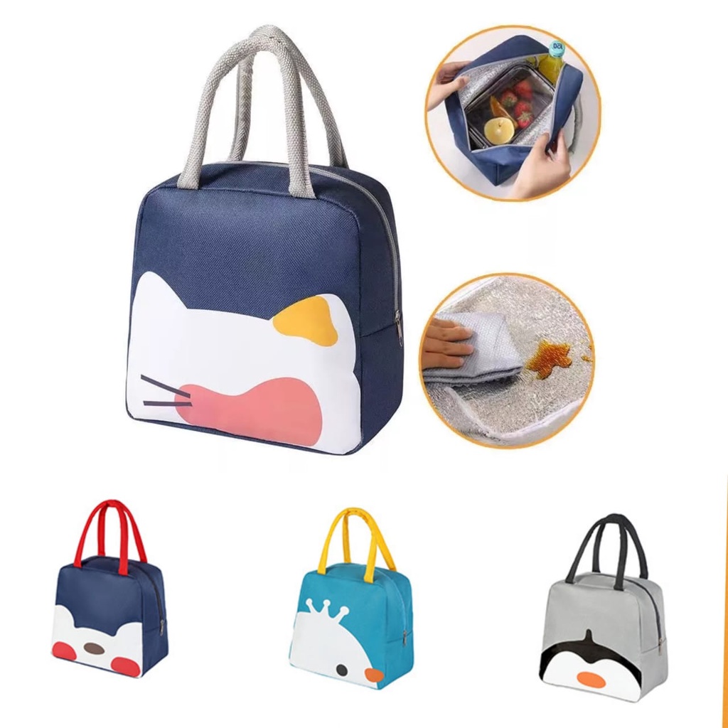 Lunch Bag Cooler Bag Tahan air Tas Makan Siang Dengan Alumunium Foil Tas Bekal Anak Sekolah Tas Piknik Kapasitas Besar Muat Banyak