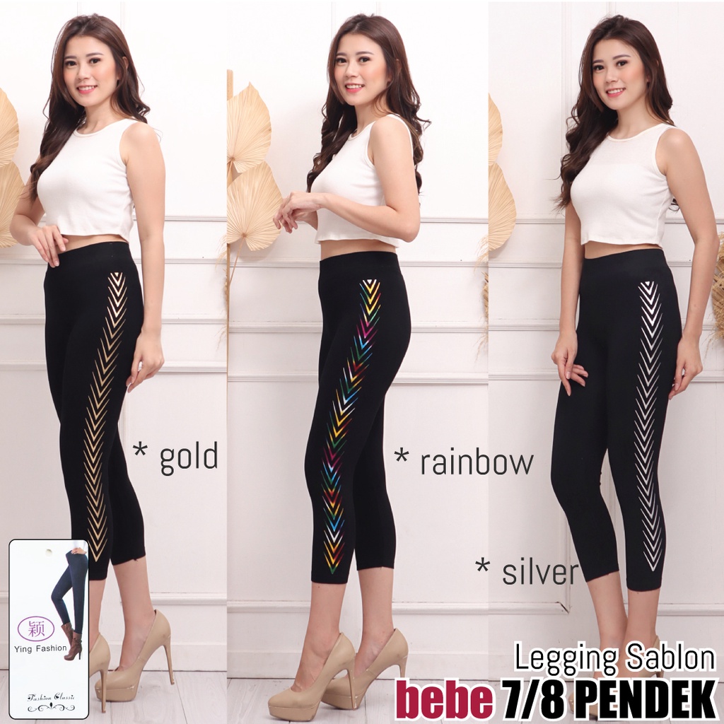 [Grosir Minim 6 pcs ] Legging Sablon Pendek wanita / Legging import fashion wanita / legging ss pendek wanita / legging sablon samping / legging pendek wanita / ying fashionn