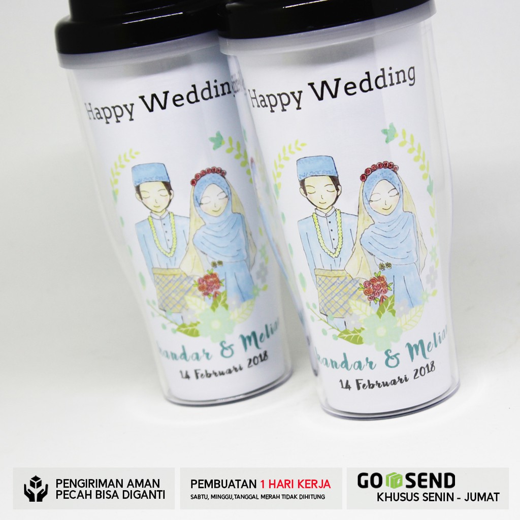 Exmoor Tumbler Couple Pengantin Melayu Hijab Untuk Kado Pernikahan