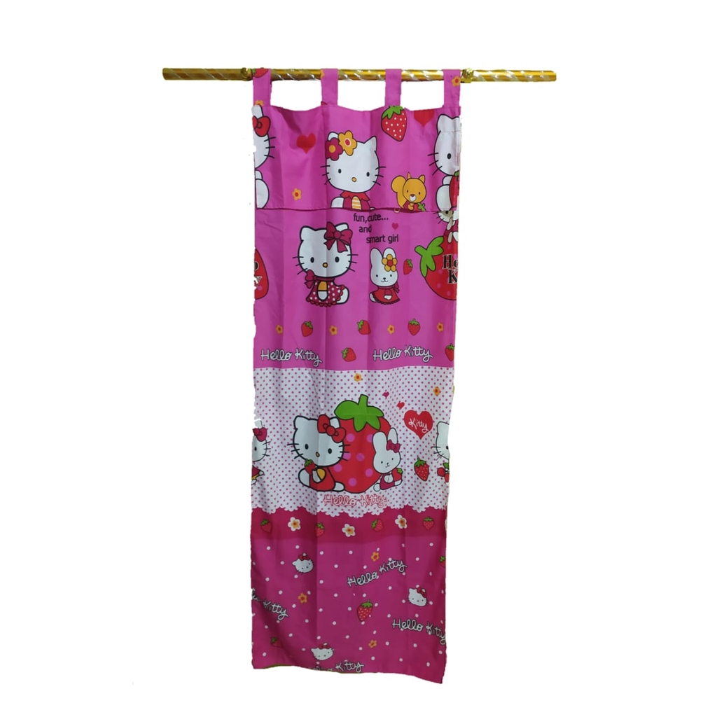 Jual Gorden Hordeng Jendela Minimalis Motif Karakter Hello Kitty Pink