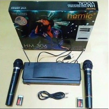 HOMIC HM-306 // Mic Wireless Double // Microphone Wireless // Mic Tanpa Kabel