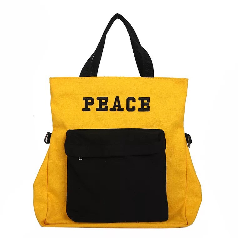 Tas Ransel Kanvas Peace Multifungsi Kuning Import