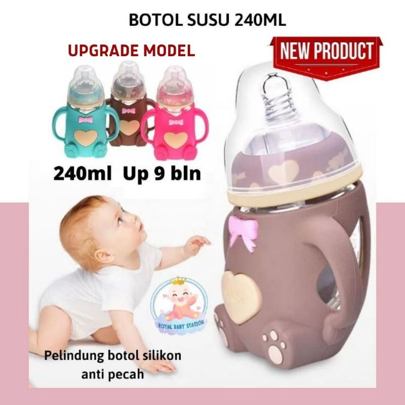 PROMO Botol Susu Dengan Pelindung silikon Model Terbaru Lucu 240ml